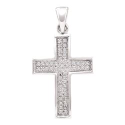 0.16 CTW Diamond Cross Pendant 10KT White Gold - REF-11Y2X