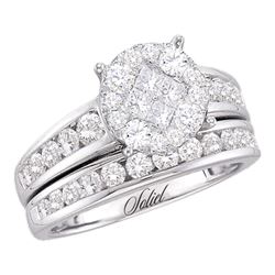 1 CTW Princess Diamond Soleil Bridal Engagement Ring 14KT White Gold - REF-119K9W