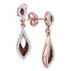 Image 1 : 0.30 CTW Red Color Diamond Dangle Earrings 10KT Rose Gold - REF-30M2H