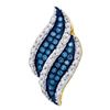 Image 1 : 0.10 CTW Blue Color Diamond Cluster Pendant 10KT Yellow Gold - REF-14X9Y