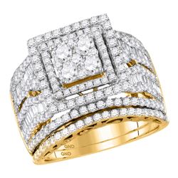 2.66 CTW Diamond Square Cluster Bridal Engagement Ring 14KT Yellow Gold - REF-259M5H