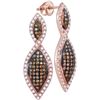 Image 1 : 1 CTW Cognac-brown Color Diamond Oval Dangle Earrings 10KT Rose Gold - REF-64F4N