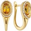 Image 1 : 1.57 CTW Oval Natural Citrine Diamond Hoop Earrings 14KT Yellow Gold - REF-87N2F