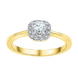 0.25 CTW Diamond Solitaire Halo Bridal Engagement Ring 10KT Yellow Gold - REF-32X9Y