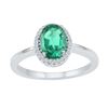 Image 1 : 0.92 CTW Oval Created Emerald Solitaire Diamond Ring 10KT White Gold - REF-19X4Y