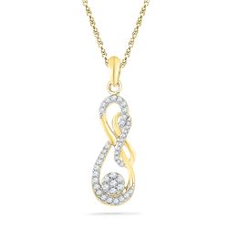 0.25 CTW Diamond Infinity Nested Cluster Pendant 10KT Yellow Gold - REF-20K9W
