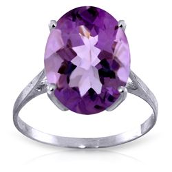 Genuine 7.55 ctw Amethyst Ring Jewelry 14KT White Gold - REF-45W3Y