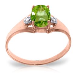 Genuine 0.76 ctw Peridot & Diamond Ring Jewelry 14KT Rose Gold - REF-20Y8F