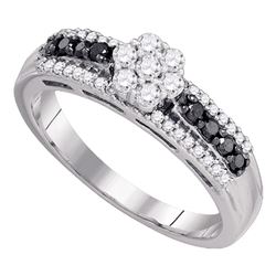 0.45 CTW Black Color Diamond Cluster Ring 10KT White Gold - REF-34M4H