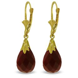 Genuine 8 ctw Ruby Earrings Jewelry 14KT Yellow Gold - REF-34P3H