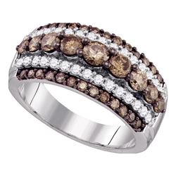 1.55 CTW Cognac-brown Color Diamond Fancy Cocktail Ring 10KT White Gold - REF-89Y9X