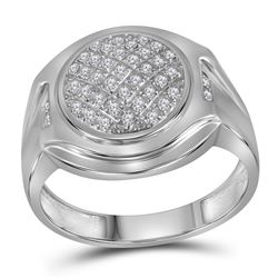 0.33 CTW Mens Diamond Circle Cluster Fashion Ring 10KT White Gold - REF-37H5M