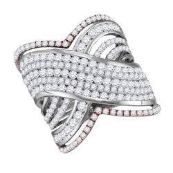 2.48 CTW Diamond Cocktail Ring 10KT Two-tone Gold - REF-206N9F