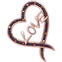 0.05 CTW Red Color Diamond Heart Love Pendant 10KT Rose Gold - REF-14X9Y