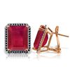 Image 1 : Genuine 14.9 ctw Ruby & Black Diamond Earrings Jewelry 14KT Rose Gold - REF-201R5P