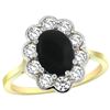 Image 1 : Natural 2.38 ctw Onyx & Diamond Engagement Ring 14K Yellow Gold - REF-79R6Z