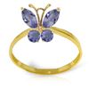 Genuine 0.60 ctw Tanzanite Ring Jewelry 14KT Yellow Gold - REF-33Z8N