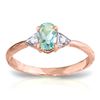 Genuine 0.46 ctw Aquamarine & Diamond Ring Jewelry 14KT Rose Gold - REF-23W5Y