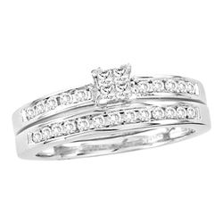 0.50 CTW Princess Diamond Bridal Engagement Ring 14KT White Gold - REF-71W9K