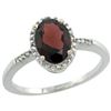 Image 1 : Natural 1.2 ctw Garnet & Diamond Engagement Ring 10K White Gold - REF-17Y6X