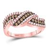 Image 1 : 0.75 CTW Cognac-brown Color Diamond Crossover Ring 10KT Rose Gold - REF-44M9H