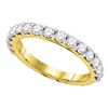 Image 1 : 1 CTW Pave-set Diamond Single Row Wedding Ring 14KT Yellow Gold - REF-75F2N