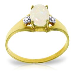 Genuine 0.46 ctw Opal & Diamond Ring Jewelry 14KT Yellow Gold - REF-22H3X