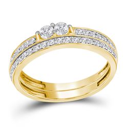 0.49 CTW Diamond 2-Stone Bridal Wedding Engagement Ring 10KT Yellow Gold - REF-38W9K