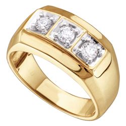0.50 CTW Mens Diamond 3-stone Fashion Ring 14KT Yellow Gold - REF-64X4Y