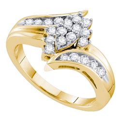 0.50 CTW Diamond Cluster Ring 14KT Yellow Gold - REF-64W4K