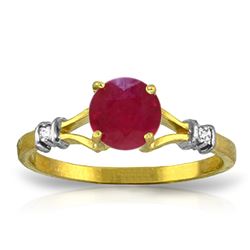 Genuine 1.02 ctw Ruby & Diamond Ring Jewelry 14KT Yellow Gold - REF-30T9A
