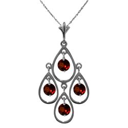 Genuine 1.20 ctw Garnet Necklace Jewelry 14KT White Gold - REF-30P7H
