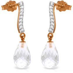 Genuine 4.78 ctw White Topaz & Diamond Earrings Jewelry 14KT Rose Gold - REF-46N2R