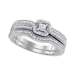 0.33 CTW Diamond Princess Bridal Engagement Ring 10KT White Gold - REF-43W4K
