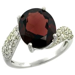 Natural 6.45 ctw garnet & Diamond Engagement Ring 14K White Gold - REF-62Z3Y