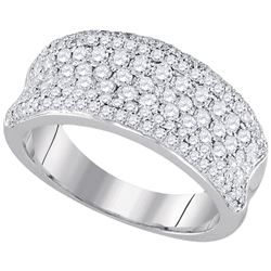 1.33 CTW Diamond Pave Wedding Anniversary Ring 14k White Gold - REF-134W9K
