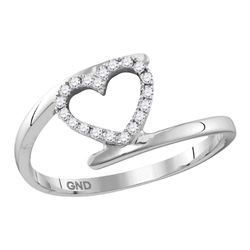 0.12 CTW Diamond Held Heart Love Ring 10KT White Gold - REF-12H8M