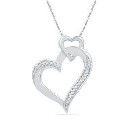 0.09 CTW Diamond Heart Love Pendant 10KT White Gold - REF-14H9M