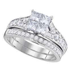 1.5 CTW Princess Diamond Bridal Engagement Ring 14KT White Gold - REF-194W9K