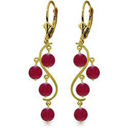 Genuine 4 ctw Ruby Earrings Jewelry 14KT Yellow Gold - REF-63H8X
