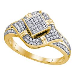 0.25 CTW Diamond Diagonal Square Cluster Ring 10KT Yellow Gold - REF-30X2Y