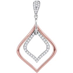 0.27 CTW Diamond Pointed Oval Pendant 10KT Two-tone Gold - REF-22X4Y