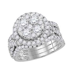 2.5 CTW Diamond Bridal Wedding Engagement Ring 14KT White Gold - REF-269W9K