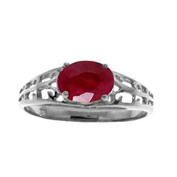 Genuine 1.15 ctw Ruby Ring Jewelry 14KT White Gold - REF-35F9Z