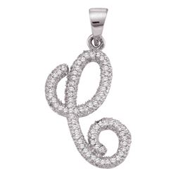 0.19 CTW Diamond Cursive Letter C Pendant 10KT White Gold - REF-12M2H