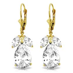 Genuine 13 ctw White Topaz Earrings Jewelry 14KT Yellow Gold - REF-61T2A