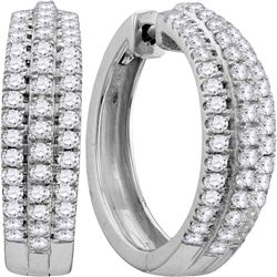 1.02 CTW Diamond Hoop Fashion Earrings 10KT White Gold - REF-75F2N
