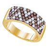 Image 1 : 1.05 CTW Cognac-brown Color Diamond Chevron Ring 10KT Yellow Gold - REF-64M4H