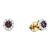 Image 1 : 1 CTW Cognac-brown Color Diamond Cluster Earrings 14KT Yellow Gold - REF-59W9K