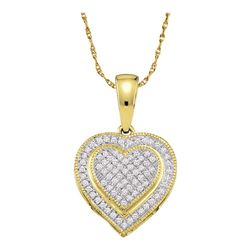 0.15 CTW Diamond Layered Heart Cluster Pendant 10KT Yellow Gold - REF-14F9N